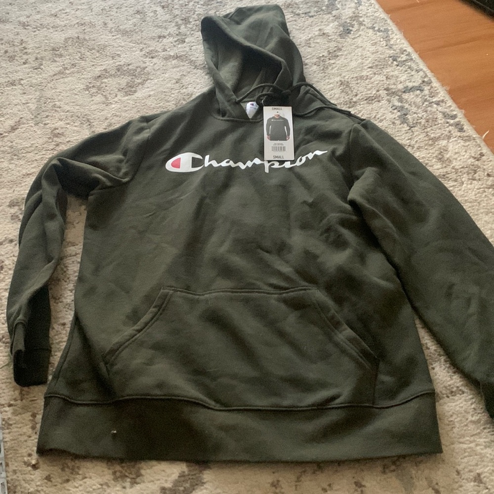 Mens new army green champion hoodie size small
